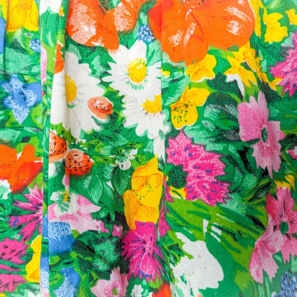 Vintage Free Size Rare NWT 100% Cotton Floral Pants Paper Bag High Rise En Trac - Picture 6 of 13